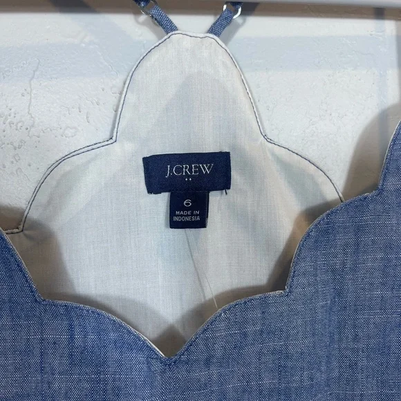 J.Crew Re-Imagined Blue Chambray Scallop Trim Cami Top 6 NWT - Picture 3 of 10